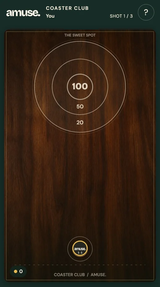 Coaster Club: a walnut table, three shots and a sweet spot worth 100