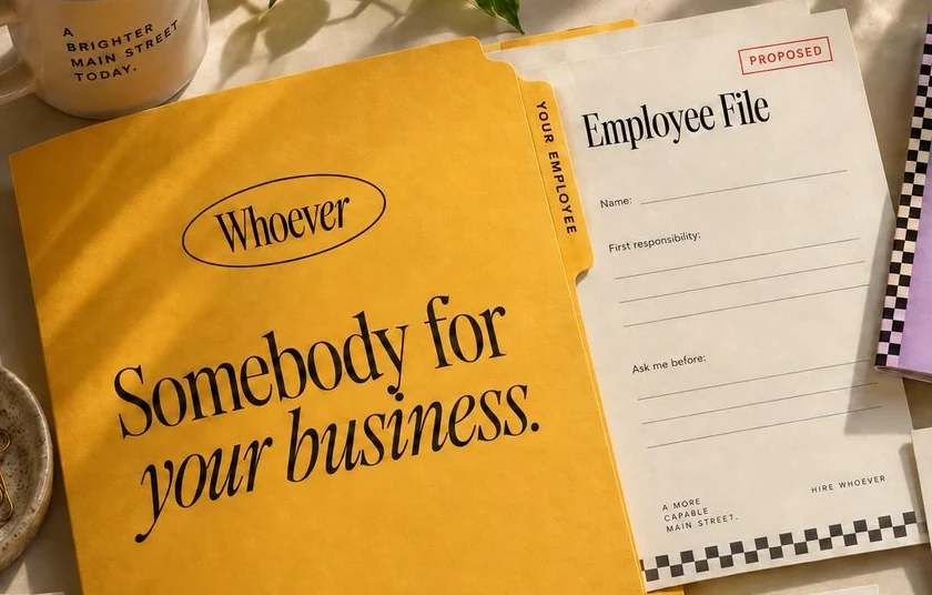 The owner's Whoever file: a yellow folder and the Employee File