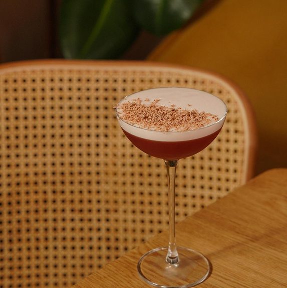 A yuzu sour on the bar