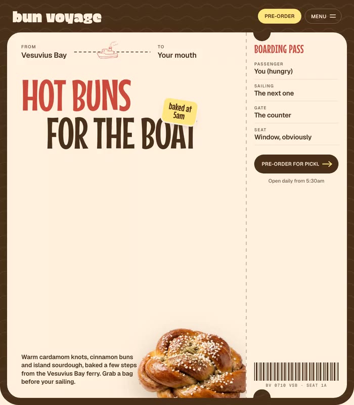 Bun Voyage bakery website