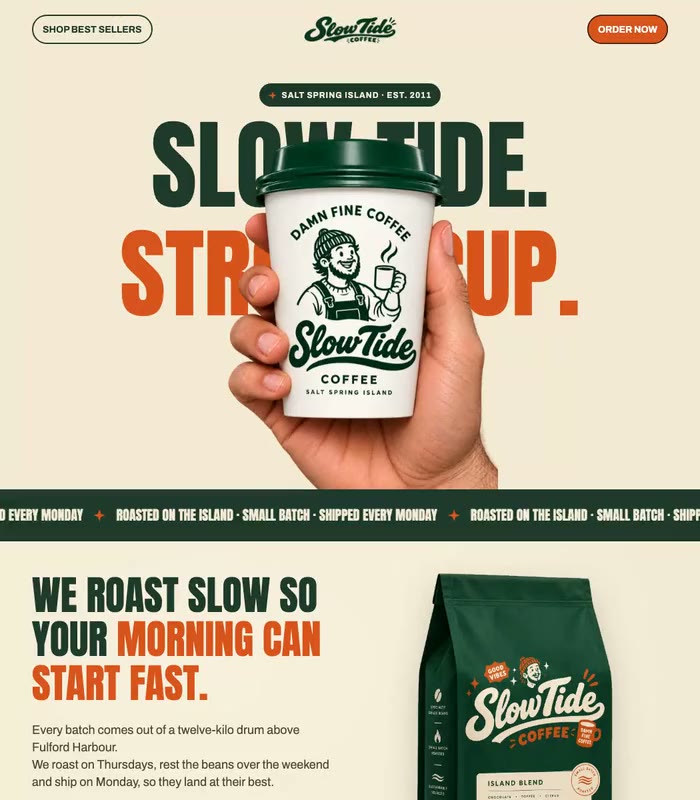 Slow Tide coffee website
