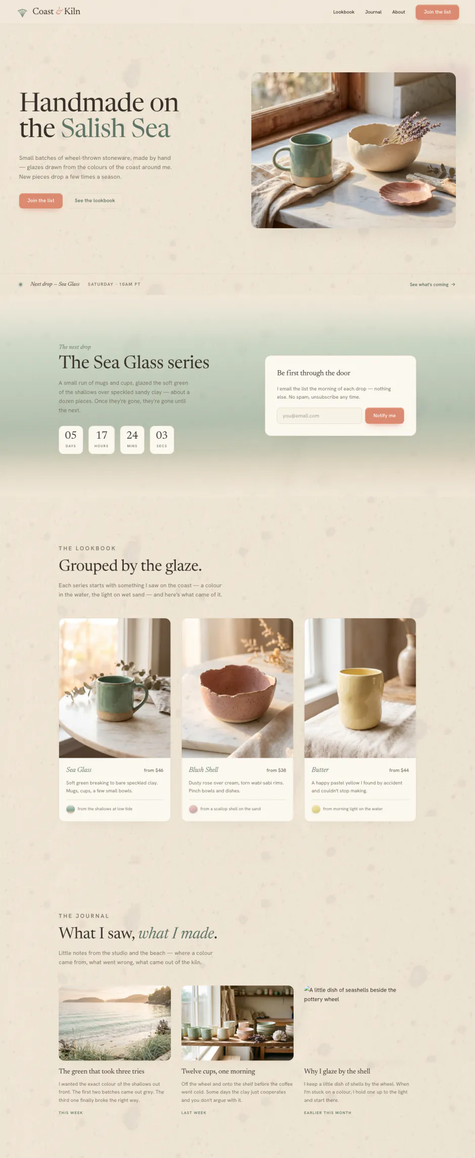 Coast & Kiln homepage