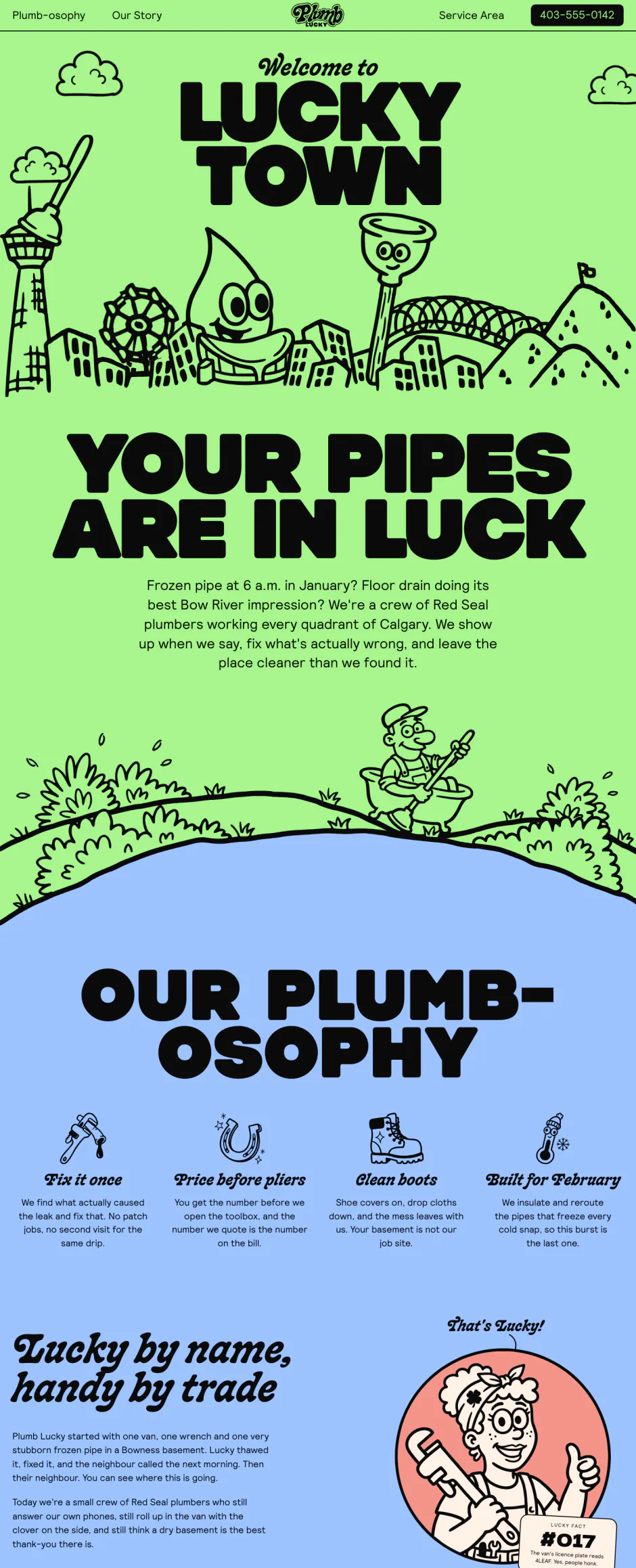 Plumb Lucky homepage