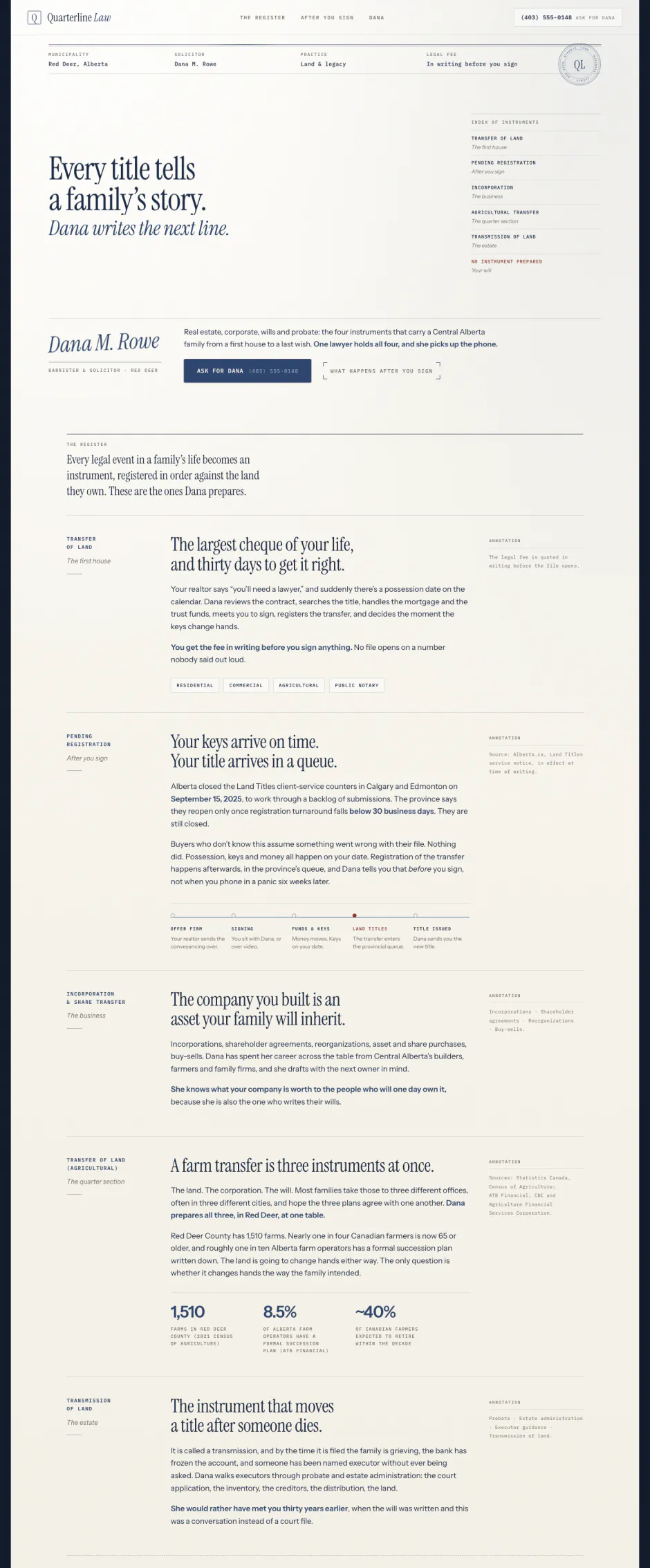 Quarterline Law homepage