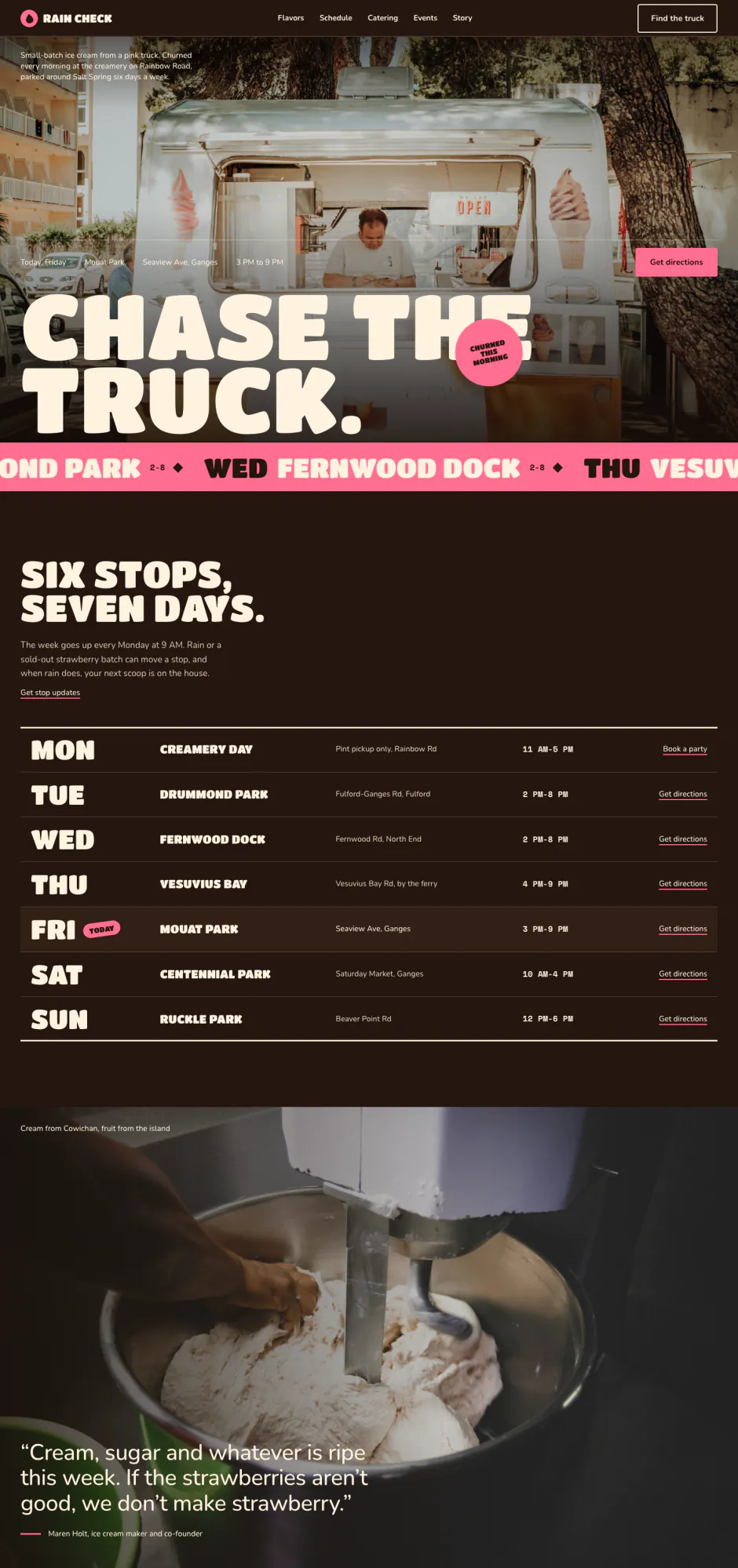 Rain Check Creamery homepage