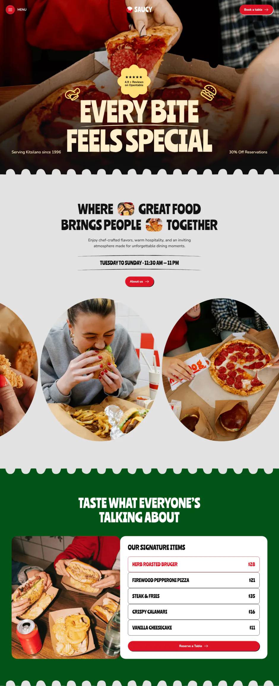 Saucy homepage