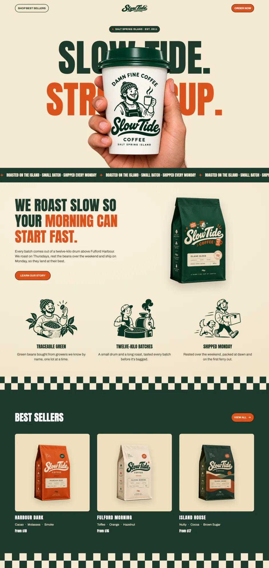 Slow Tide Coffee homepage