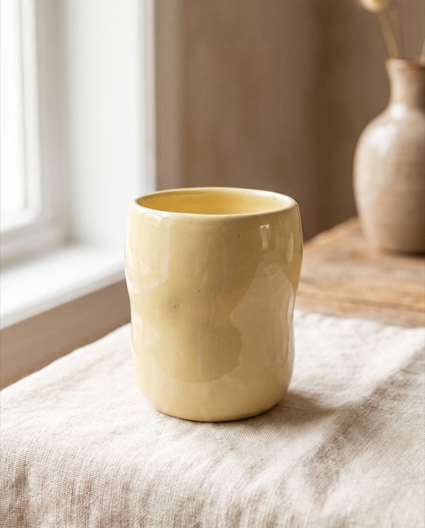 Soft butter yellow tumbler cup